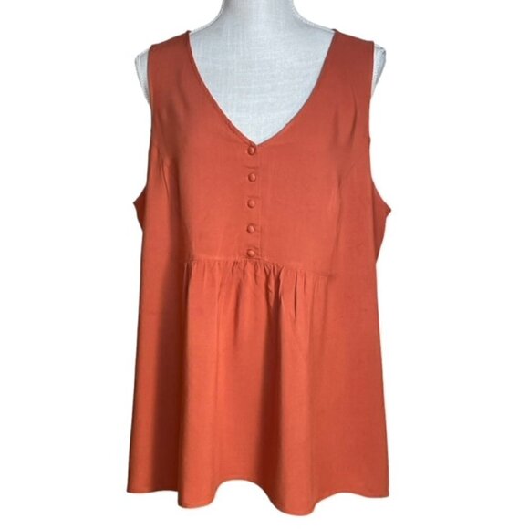 Modcloth Tops - MODCLOTH Sleeveless V-Neck Tie-Back Burnt Orange Top - Size 2X